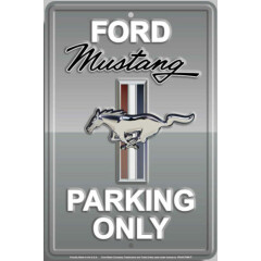 Reserved Mustang Parking Only Novelty sign 8x12 inches Iconic Silver background
