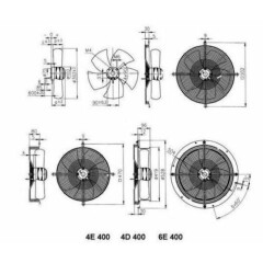Universal 400mm Axial Fan 1 PHASE SUCTION 1430RPM 230V 50Hz 160W 0.73A 4E400S