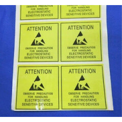 200pcs Yellow Caution Labels Antistat 1.89"*1.89" Anti-static Warning Stickers