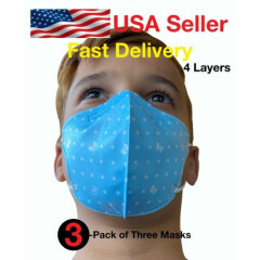 PACK OF {3} KIDS FACE MASK, very soft & Comfortable, MASK, BLUE KID MASK