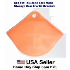 Face Mask Storage Case Orange Silicone & 3D Bracket Inner Frame US FAST SHIP 2pc