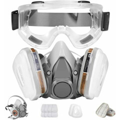 Respirator Mask,Half Facepiece Gas Mask with Safety Glasses Transparent