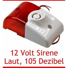 12V Siren Alarm LED Strobe 105DEZIBEL Loud 12VOLT Simple To Install New