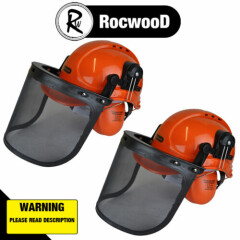 2 x RocwooD Chainsaw Forestry Safety Helmet Metal Mesh Visor