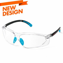 SAFEYEAR Safety Glasses Clear Lens Anti Scratch UV Side Antiglare lanyard New