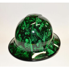 Custom Wide Brim Hard Hat Hydro Dipped in Candy Green Ogre w/ Brim Guard