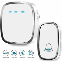 Waterproof Wireless Doorbell Chime Plug in and Play Door Bell Receiver Kit US
