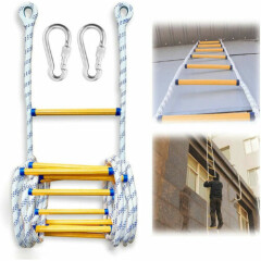 32.8ft Emergency Fire Escape Rope ladder Homes Safety Rope Ladders w/ Carabiners