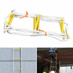 16Ft Emergency Fire Ladder Flame Resistant Safe Rope Climb Ladder Escape White