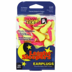 Howard Leight Single-Use Foam Earplugs for Sleeping, NRR 32, 10-Pairs #R-01680