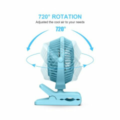 HONYIN 6 Inch Clip on Fan, 3 Speeds Small Fan with Strong Airflow, Portable U...