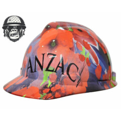 Custom Hydrographic Safety Hard Hat Mining Industrial ANZAC POPPY CAP