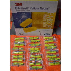 3M E-A-Rsoft EAR PLUGS 25 Pack Noise Reduction 33dB Neon Yellow Regular EARSOFT