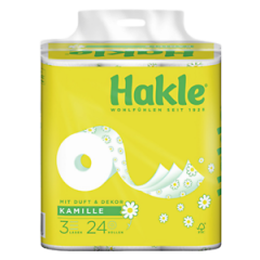Hakle Toilettenpapier Ultra Soft 3-lagig 24 Rollen Kamille Klopapier Topa 