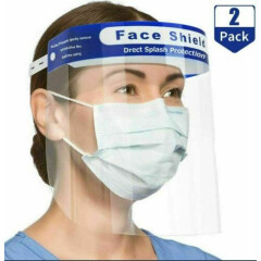 2 PCS Safety Full Face Shield Reusable Washable Protection Cover Face Mask