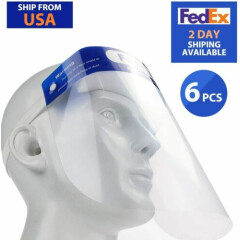 Safety Full Face Shield Clear Guard Protector Mask Anti-Fog + Elastic Head Band
