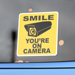 Mini 1" Smile You're On Camera Sticker Decals for Lyft Uber and Dashcams