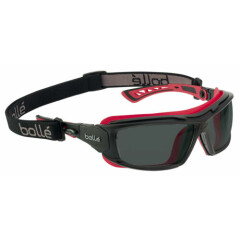 Bolle ULTIM8 Safety Glasses, Black/Red Frame, Foam Gasket, Gray Anti-Fog Lens