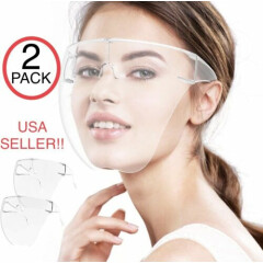 2PCS FULL FACE SHIELD MASK VISOR ANTI-FOG CLEAR REUSABLE COVER GLASSES US SELLER
