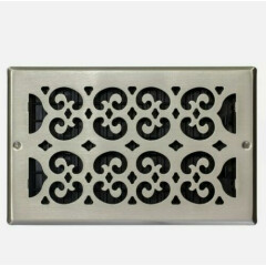 Brushed Nickel Scroll Steel Plated Wall Register 6 x 10-Inch Brass