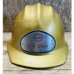 RARE Factory Gold Vintage E.D. Bullard 502 Hard Boiled Aluminum Hard Hat w/Liner