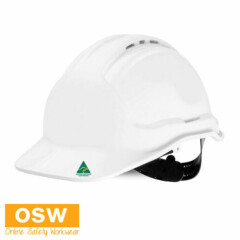 White Safety Construction ABS Vent Hard Hat Pin Lock Harness (Australian Made)