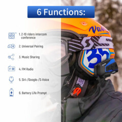 LEXIN B4FM Motorcycle Helmet Bluetooth Headset Intercom 10 Riders & Music Share