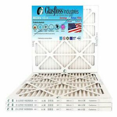 Glasfloss 25x25x1 - MERV 13 - (Qty:4) - Pleated Air Furnace Filter - Made in USA