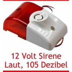 12V Siren Alarm LED Strobe 105 DB Loud 12VOLT Simple To Install New