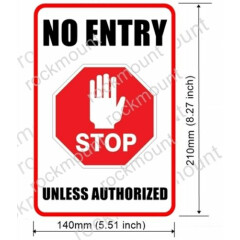 2 NO ENTRY UNLESS AUTHORIZED Window Door Wall Safety Warning Vinyl Sticker Decal