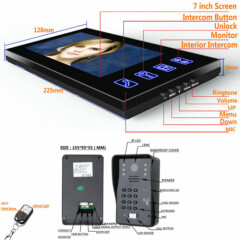 7" Lcd Monitors kit outdoor camera Electric Strike Lock+wireless remote control