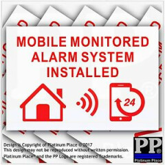 6 MOBILE Monitored Alarm System Installed-External Sticker-Warning Security Sign