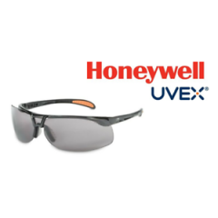 Uvex S4201 Protege Safety Glasses with Smoke Anti-Fog Lens, Black Frame 