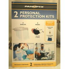 PANOPTX 2 Personal Protection kits w/Anti Fog Spray 2 Face Shield & 2 Masks