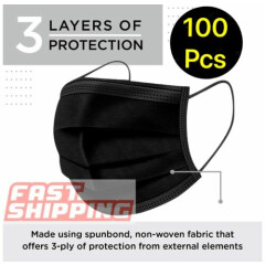 10 - 100 PCS Black Face Mask Mouth & Nose Protector Respirator Masks with Filter