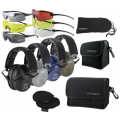 TITUS 2 Series Low Pro 34 NRR Ear Protection Safety Glasses Shooting Range PPE 