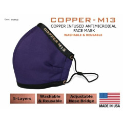5 Layer Copper Infused Anti-Microbial Face Mask - Multiple Colors & Sizes
