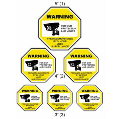 WARNING - PREMISES MONITORED - 24hr VIDEO SURVEILLANCE Sticker Set - Choose Size