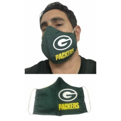 Green Bay Packers Handmade Washable Cotton Fabric Face Mask with FILTER POCKET