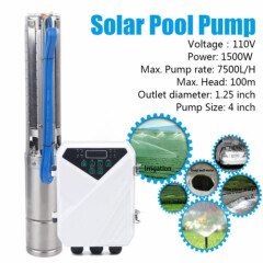 4" Solar Water Pump S/S Impeller 100Meter 7,500L/H Submersible DC Deep Bore Well