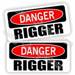 Hard Hat Stickers | DANGER ~ RIGGER | Funny Roughneck Rigging Helmet Decals USA