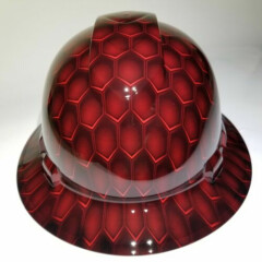 NEW FULL BRIM Hard Hat custom hydro dipped in 3D RED HEX CARBON DEEP 3D EFFECTS