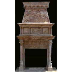 HAND CARVED MARBLE GOTHIC ESTATE CUSTOM FIREPLACE MANTEL - GM2