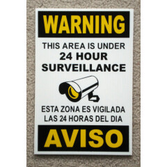 Security Video Surveillance Warning 24 Hr Coroplast Sign 8x12 Spanish English