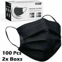 50 / 100 PCS Black Face Mask Mouth & Nose Protector Respirator Masks USA Seller