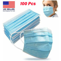 100 Pcs Blue Color Face Mask Mouth & Nose Protector Respirator Masks with Filter