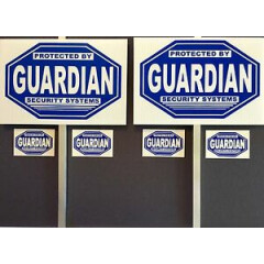 2 SECURITY SIGNS - Guardian Security + 2 Stakes + 4 Decals #PS-412