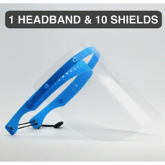 Safety Full Face Shield Clear Flip-Up Visor 1 PACK 10 SHIELDS Reusable Face Mask