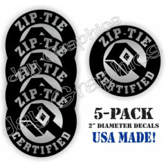 5pk Funny ZIP TIE Certified Hard Hat Stickers | Welding Helmet Vinyl Decals -USA