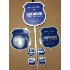 **NEW** BRINKS REFLECTIVE SECURITY YARD SIGN + 4 2-Sided Decals + SOLAR LIGHT